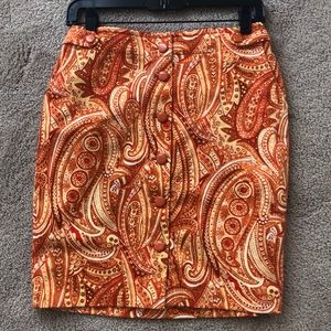 Euc Talbots orange paisley skirt size 4p
